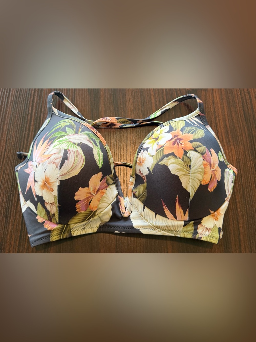 Shade&Shore Women’s Tropical Floral Push Up Underwire Bikini Swim Top Size 36C